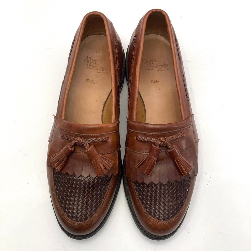 Allen Edmonds Cody Tassel Kiltie Loafers Mens 9 D Brown Leather Dress Shoes USA